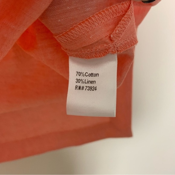 NWT New Ming Wang Coral Pink Heritage Fit Button Front Linen Blouse Top Small - Picture 4 of 4